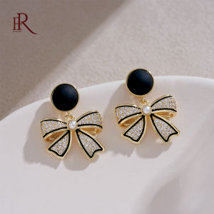 Frascati New Fashion Fine Bowknot Zircon Pearl Sweet Drop Earrings Simplicity Classic Temperament Women Dangle Earrings Jewelry