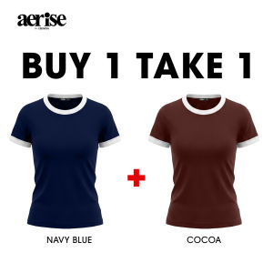 Zeneya Buy 1 Take 1 Ringer Super Stretch Ladies Roundneck Top Ribbed Basic Slim Fit Plain Tees