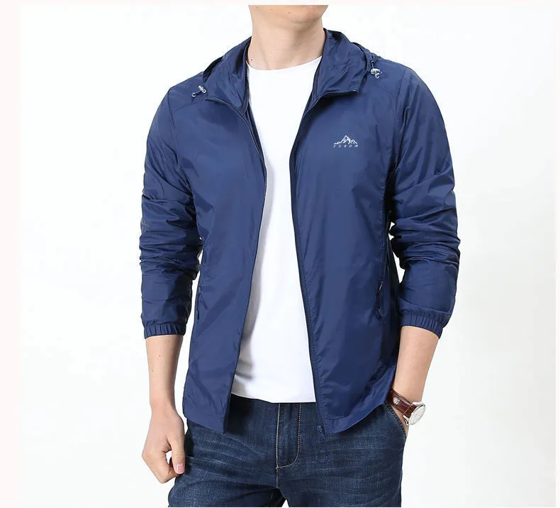 Men Hooded Outerwear Sport Windbreaker Ultra Light Jackets Thin Jacket Men  Summer Outdoor Quick Dry Sun-Protective Jacket - Main Image