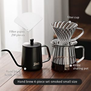 Bincoo Hand Brewed Coffee Pot Set Dripper Set Filter Cup Coffee Pot Coffee Funnel Glass Sharing Pot 400/600ML