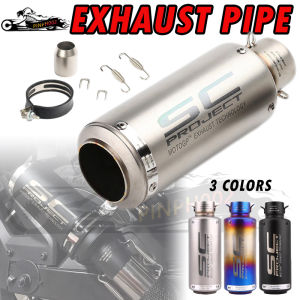 Pinph SC Motorcycle Exhaust Pipe Project Tailpipe Tail Pipe Stainless Universal 51mm Motorcycle Exhaust Rear Pipe 3 Colors Available Black/Sliver/Titanium