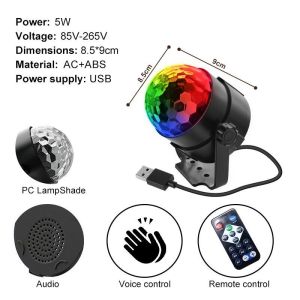 [BUY 1 TAKE 1]Disco RGB Par Light USB Powered Auto Rotate Night Light Christmas Party Decoration LED Stage Light Babalux