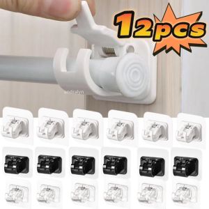 ZEEMIN 2-12pc Curtain Rod Holder Hook Self-Adhesive Nail-Free Curtain Clamp Hook Adjustable Wall Curtain Fixed Clip Hanging Rack Holder