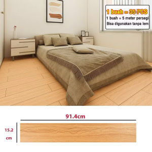 REAIM Stiker Vinyl Lantai Motif Kayu (36 PCS)  Ukuran 91.4cm x 15.2cm High Quality