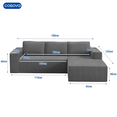 COSOVA Modular Sectional Sofa Corduroy Cloud Couch L Shaped Sofas With Deep Seat Comfy Fluffy