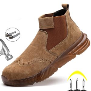 Banchugw 2023 Men Boots Safety Shoes Men Chelsea Boots Men Steel Toe Shoes Work Boots Indestructible Industrial Shoes Security Boots 2023