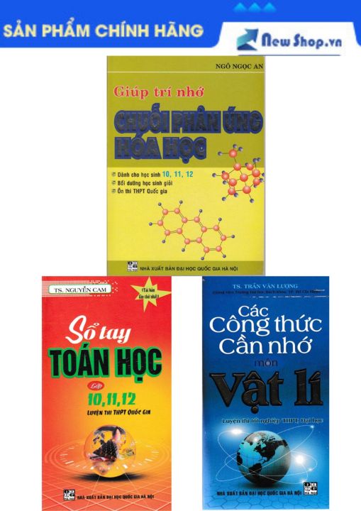 Sách Tham Khảo - Combo Sách Sổ Tay Toán Học Lớp 10-11-12 Luyện Thi THPT Quốc Gia + Các Công Thức Cần Nhớ Môn Vật Lý + Giúp Trí Nhớ Chuỗi Phản Ứng Hóa Học - Newshop