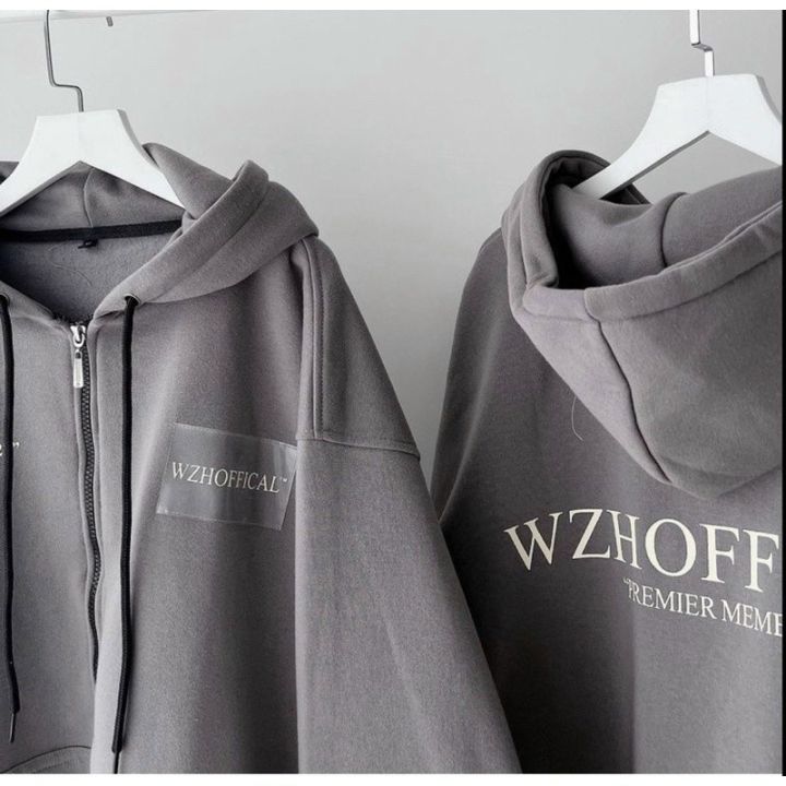 ÁO KHOÁC NỈ UNISEX IN TEM WZHOFFICAL,DÂY KHÓA KÉO VẢI NỈ DÀY MỊN,NÓN ...