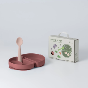 [SG Ready Stock] Miniware Fold & Scoop Silicone Travel Meal Set  | Gift Set | Portable baby utensils | Safety baby utensils | Silicone baby utensils | Set of baby utensils | Training baby utensils