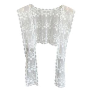 ผ้าคลุมไหล่ผ้าลูกไม้สำหรับผู้หญิงเข็มขัดอเนกประสงค์ดอกไม้สวยหรูมีผ้าพันคอลายลูกไม้สไตล์เกาหลี