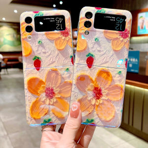 For Samsung Galaxy Z Flip5 Z Flip4  Z Fold4 Z Flip3 5G Case Z Flip 2 Flower Floral Glitter Case Full Coverage Casing Protect Hinge Shock Resistant Slim Design Ultra Thin