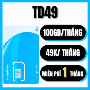 SIM 5G VINAPHONE TD49 MIỄN PHÍ 1 THÁNG SỬ DỤNG DATA TỐC ĐỘ CAO 100GB/THÁNG KHÔNG GIỚI HẠN DUNG LƯỢNG TRONG NGÀY - PHÍ GIA HẠN 49K/THÁNG . FREESHIP - CHƯA KÍCH HOẠT.