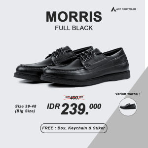 Sepatu Kulit Pantofel Pria Kerja Kantor Terbaru Trend Kekinian Formal Pentopel Pantopel Fantofel Hitam Casual Original Kasual ARF MORRIS BLACK