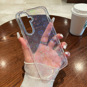 Glitter Love Heart Laser Case For Samsung Galaxy S26 S25 S24 S23 S22 FE Plus Ultra A57 A37 A55 A35 A25 A15 A54 Shockproof Case