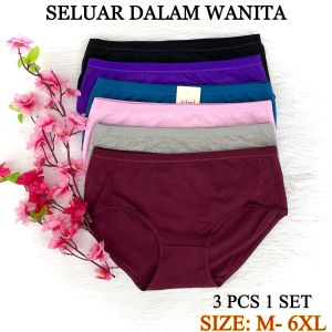 Seluar Dalam Panties M-6XL Selesa Seluar Dalam Panties  N1720 [ Up to 150KG ] 3 in 1 (SET) Underwear Umicogarment Cotton