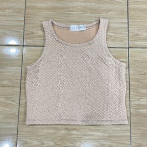 เสื้อกล้ามครอป ผ้าอัดยับ เสื้อครอปคอกลมเว้าแขน ผ้าย่นสไตล์เกาหลีแฟชั่นสุดฮิต อก32-38"