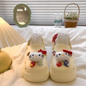 [Free Shipping] New Spring And Summer Anti-Slip Beach Sandals Featuring Cute Cartoon Cat Designs And Thick Soles Perfect For Women