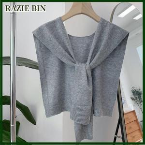 RAZIE BIN Korean Knitted Shawl Summer Air Conditioning Collar Neck Guard Knit Thin Knotted Cape Shoulder Scarf For Women
