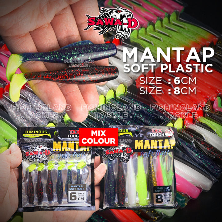 Soft Plastic Lure 8cm 6pcs Killer Soft Bait Zman Fishing Lures T tail Umpan  SP Casting Siakap Haruan