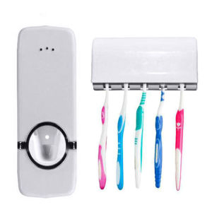 Bathroom Accessories Set Toothbrush Holder Automatic Toothpaste Dispenser Holder Toothbrush Wall Mount Rack Bathroom Tools Set