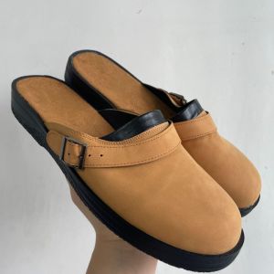 [Free Shipping] Flat-Soled Wedge-Heeled Square-Toed Open-Back Low-Cut MenS Casual Versatile Large-Size Sandals And Slippers