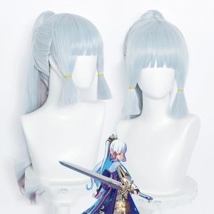 Genshin Impact Game Kamisato Ayaka Cosplay Wig Halloween Carnival Party Cosplay Hand Fan Props Cosplay Gifts