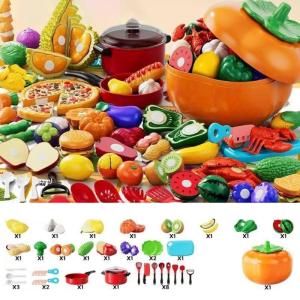 Toddler Play Slicing Kitchen Cutting Toy With Organizer Box Early Childhood Development Vegetable Peeling Toy
