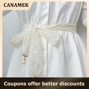【 CANAMEK 】 Fashion Sweet Decorative Lace Waist Belt Elegant Dress Jeans Waistband Accessories Bow Lace Belt For Women