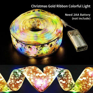 Sale 4M 40LED Christmas Lace Ribbon Bows With LED For Christmas Tree Christmas Gift Christmas Ribbon Bows Lights For Xmas Tree Christmas Decor