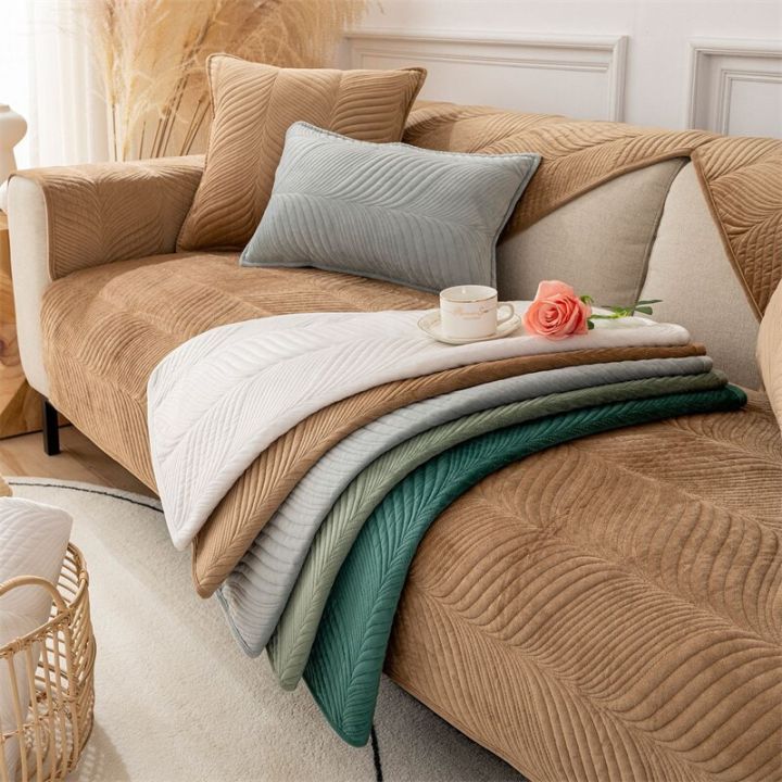 Non-slip Sofa Cover L Shaped Thicken Soft Plush Anti-slip Sofa Backrest  Towel Cushion Covers for Living Room Seater Cushion Sofa Slipcovers 
