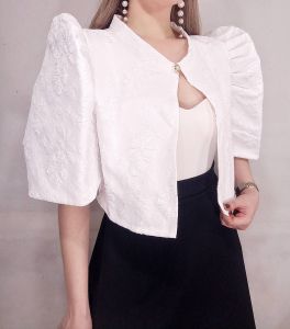 LC JOSEPHINE MODERN FILIPINIANA WOMENS SIMPLE ELEGANT BOLERO WITH BUTTON CLASSY TRENDY TRADITIONAL BLAZER FOR SPECIAL EVENT SUMMER FASHION - Womenswear