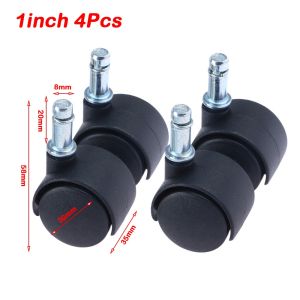 OUREAL 4Pcs with Brake Swivel Casters 1/1.5inch Silent Operation Furniture Casters Portable Wear Resistant Universal Wheels for Furniture Office Chair Suitcase Trolley