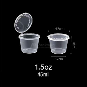 Disposable Plastic Sauce Cup Mini Round Food Saucer Container with Lid 1oz 1.5oz 2oz 3oz 4oz Food Grade Kitchenware