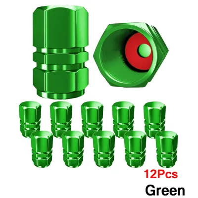 4/8/12Pcs Tire Valve Caps Heavy-Duty Stem Covers | Dust proof with O Rubber Seal | Hexagon Design | Outdoor All-Weather Leak-Proof Air Protection | Light-Weight Universal Aluminum Alloy
