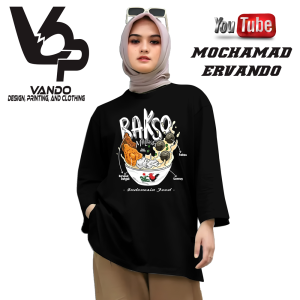Kaos Pria Distro Lengan Panjang Bakso Malang Makanan Indonesia Hitam