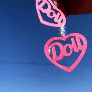 Cute Pink Acrylic Heart Earrings for Couples Heart Doll Dangle Earrings for Women Teen Girls Summer Holiday Ear Hoop