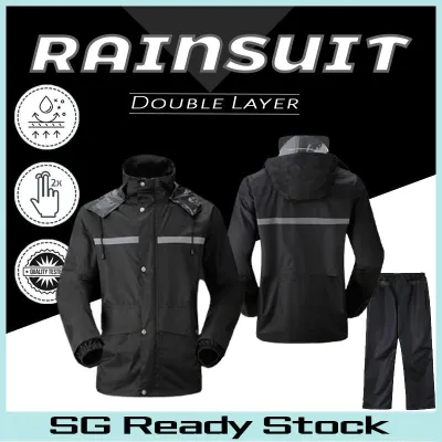 🔥🔥【SG】READY STOCK Double-layer high-grade raincoat raincoat motorcycle bicycle bicycle rain PVC jacket