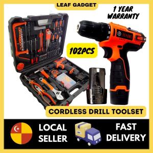 CORDLESS DRILL 102PCS SET 12V RECHARGEABLE Screwdriver Drill Bits Spanner Hammer Plier Bolt Socket JV-102