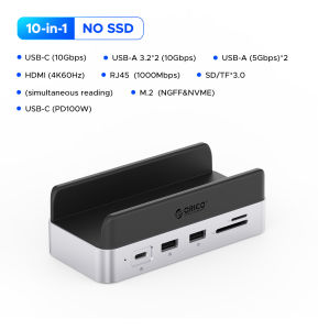 ORICO USB HUB Expansion Dock for Mini M4&M4 Pro Stand USB3.2 Gen2 Type C Dock with 512G 1T 2T 4T M.2 SSD Options Usb Port Extension MiniDock