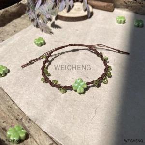 [COD] WEICHENG Vintage Four-Leaf Clover Lucky Hand-woven Bracelet For Women Fine Fashion Party Jewelry Gifts