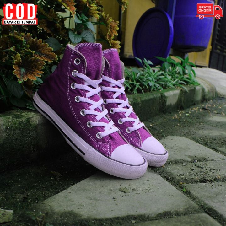 Sepatu Converse28 Ungu Tinggi All Star Premium Sepatu Sekolah