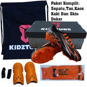 KIDZTUBS Sepatu Bola Anak Paket Komplit Sepatu Bola Tas Skin Deker Kaos Kaki Usia 6-10 Tahun Size 28 29 30 31 32 33 34 35 36 37 KDZ1001011525