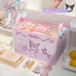 Christmas Gift Halloween Sanrio Kawaii My Melody Cosmetics Storage Baskets Kuromi Cinnamoroll Anime Cartoon Foldable Makeup Table Sundries Storage Box