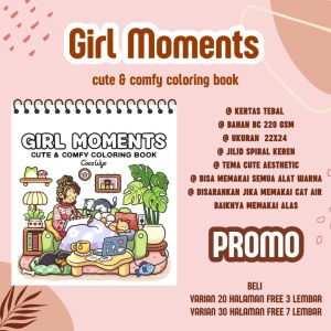 GIRL MOMENTS Cute And Comfy Coloring Book Coco Wyo Buku Mewarnai Anak Remaja Dewasa Aesthetic Kertas Super Tebal