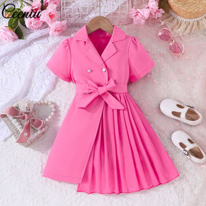 Ceeniu 3-8Y Kids Jacket Dresses For Girls Lapel Patchwork Frill Blazer Dress For Girls Fashionable Children Clothes Girls2026
