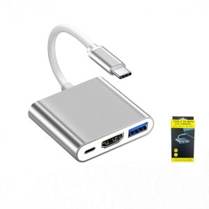 Bộ Chuyển Type-C Sang HDMI + USB 3.0 + Type-C PD 3 in 1 | Hub Type-C HDMI 4K Sạc Nhanh