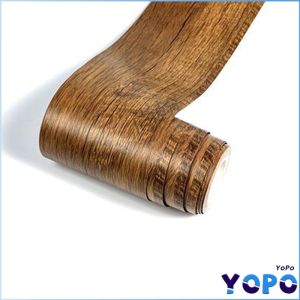 YoPo Wood Grain PVC Self Adhesive Wallpaper Waterproof Skirting Line Wood Baseboard Wall Border Stickers