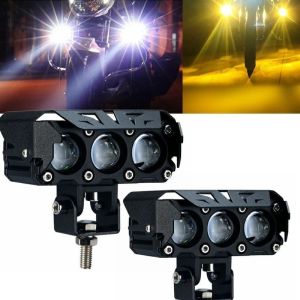 LAMPU LED SOROT LASER D3 SQL 3 MATA 2 WARNA 30WATT KUNING PUTIH 12V - 24V LAMPU TEMBAK UNUIVERSAL 12VOLT / 24VOLT MOTOR MOBIL BS TRUK
