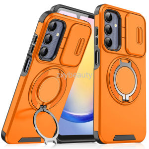 For Samsung Galaxy S25 S24 Ultra S23 S22 S21 Plus 5G FE 2025 Case Shockproof Armor Slide Magnetic Casing For S24Ultra S23Ultra S22Ultra S21Ultra S25Ultra S25Plus S24FE S20FE S23FE Ring Stand Back Cover