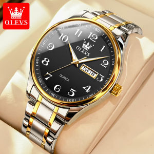 OLEVS Watch For Men Waterproof Business Luxury Gold Watch Luminous Fashion Wear-resistant Stainless Steel Calendar number Quartz Watch